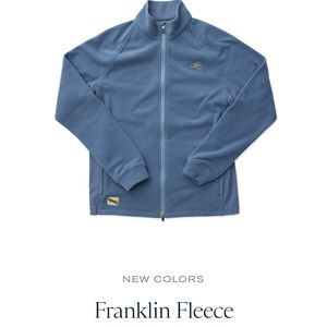 Tracksmith women’s Franklin fleece running jacket in Lagoon size S